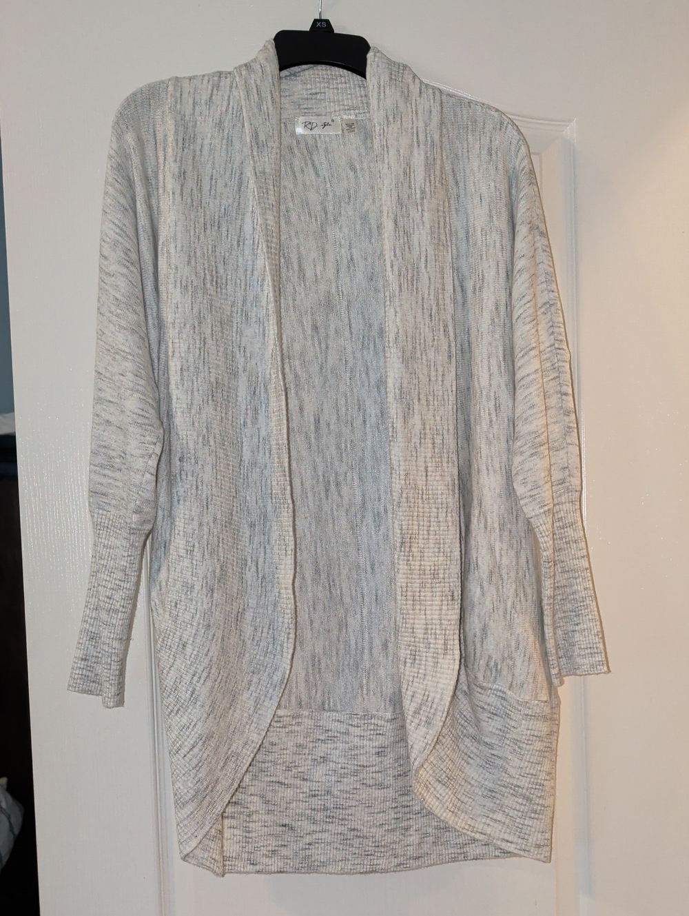 RD Style Light Gray Open-Front Ribbed Cardigan